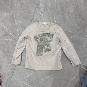 CrewCuts Long Sleeve Top with Sequin Bow - Cream